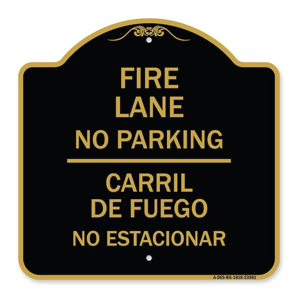 Signmission Fire Lane No Parking-Carril De Fuege No Esta Conar, Black & Gold Alum Sign, 18" x 18", BG-1818-23981 A-DES-BG-1818-23981 - main